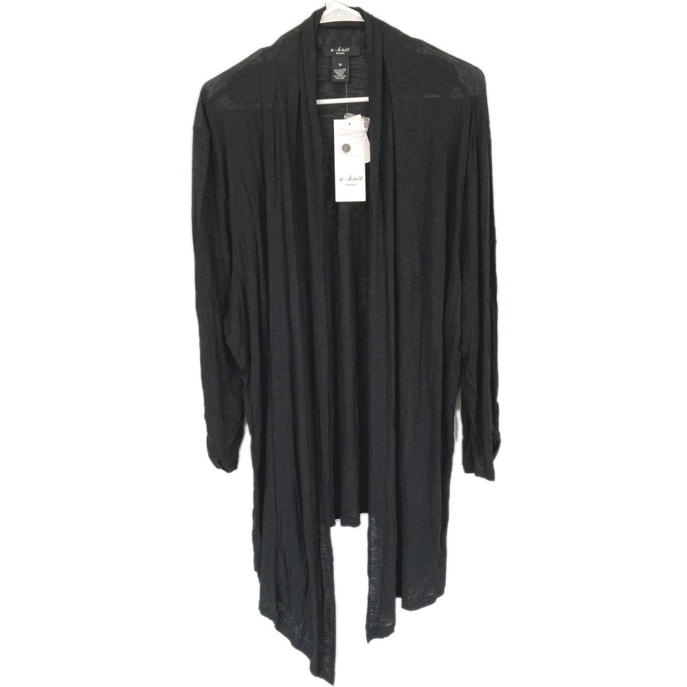 Design History U-knit Open Cardigan Sweater Women 3X Semi Sheer Roll Tab NWT